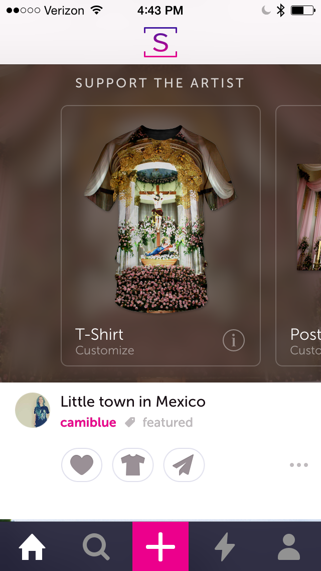 Clicking the T-Shirt icon allows you to create a custom t-shirt or postcard of this artist's work.